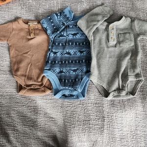 Thermal Henley Onesie Bundle 0-3 Lot
